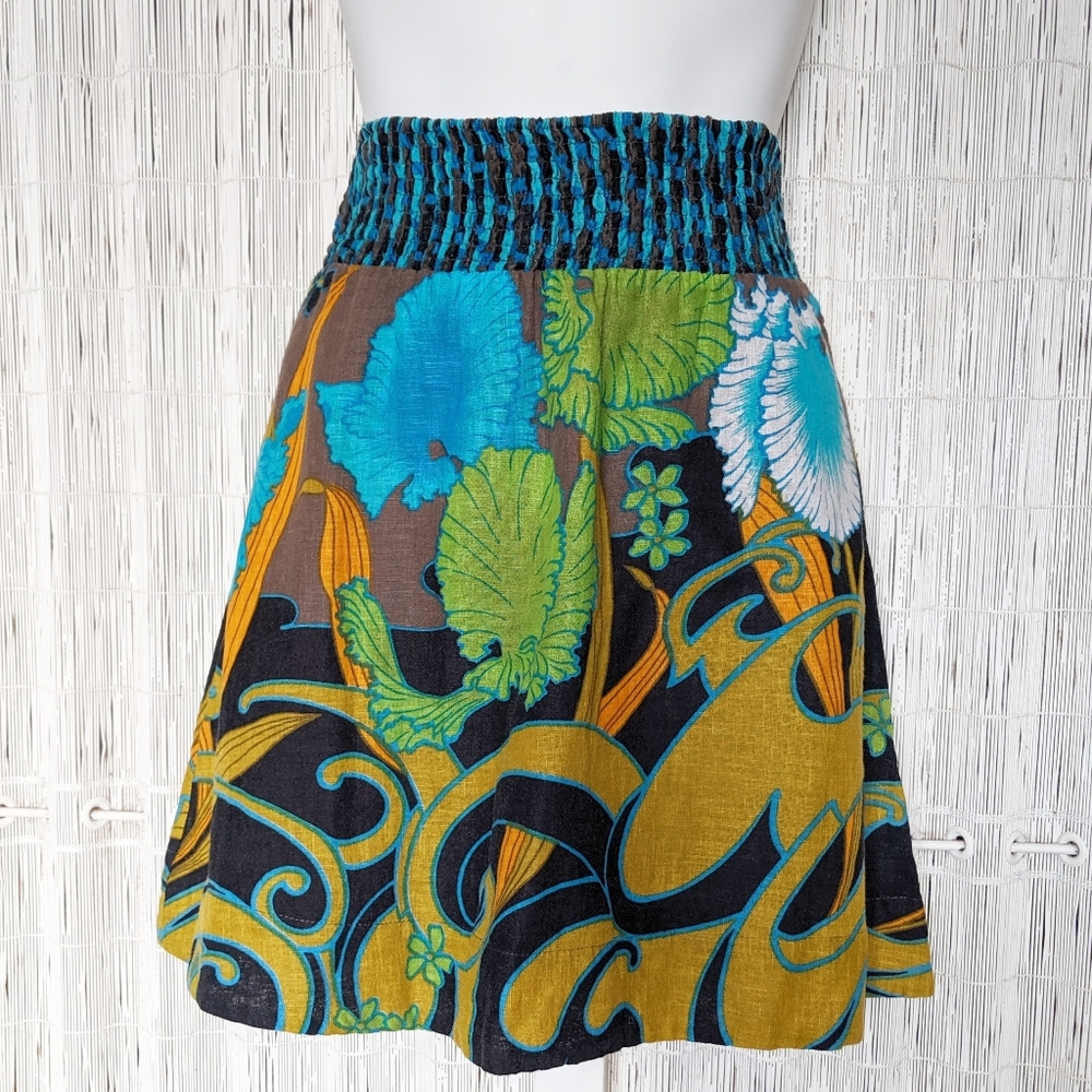 Free People Linen Floral Skirt Size XS